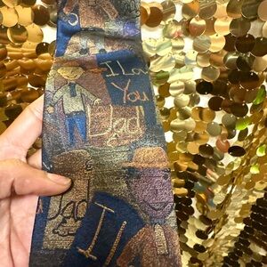Men's Blue and Brown Novelty Tie